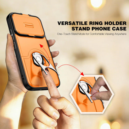 For Xiaomi 17T 5G Sliding Camera Cover 2 in 1 Rotating Holder Air Bag Shockproof Phone Case - Orange - EDA009697104F