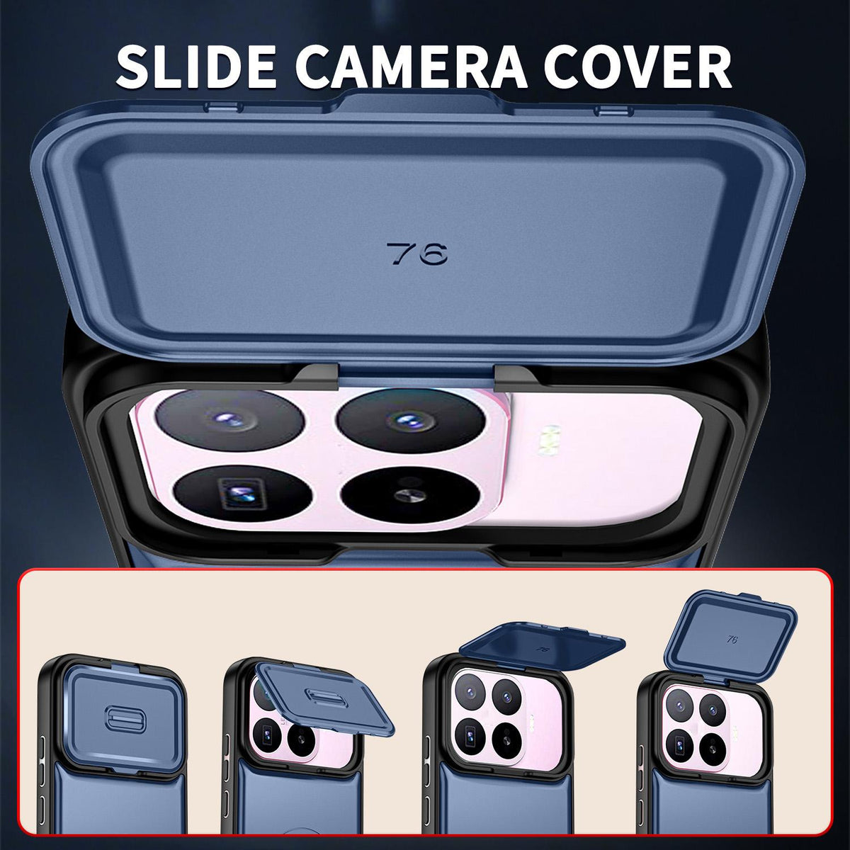 For Xiaomi 17T 5G Sliding Camera Cover 2 in 1 Rotating Holder Air Bag Shockproof Phone Case - Blue - EDA009697104G