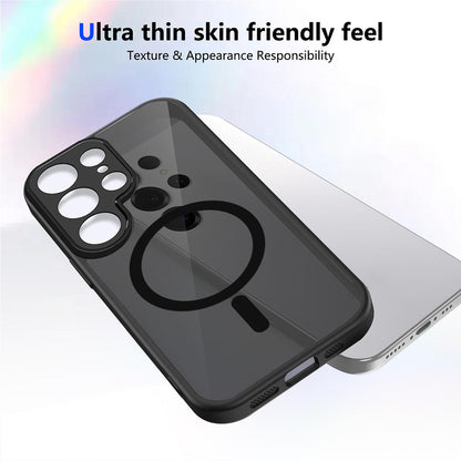 For Galaxy S24 Ultra 5G Skin Feel Frosted PC+TPU Magnetic Phone Case - Transparent Black - EDA009697210A