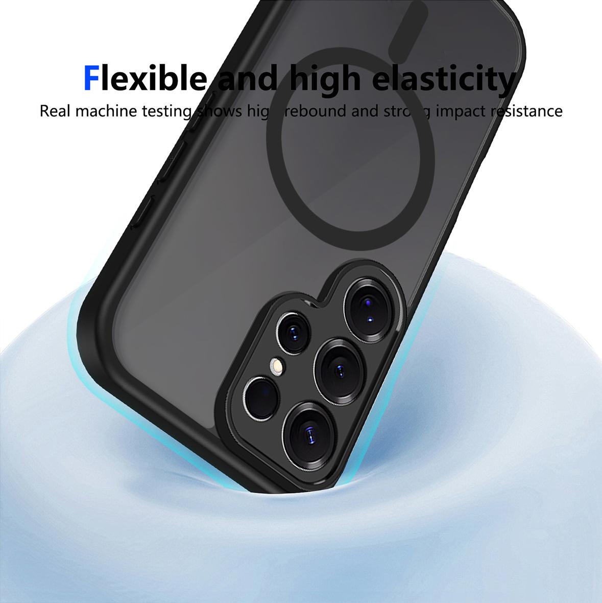 For Galaxy S24 Ultra 5G Skin Feel Frosted PC+TPU Magnetic Phone Case - Transparent Black - EDA009697210A