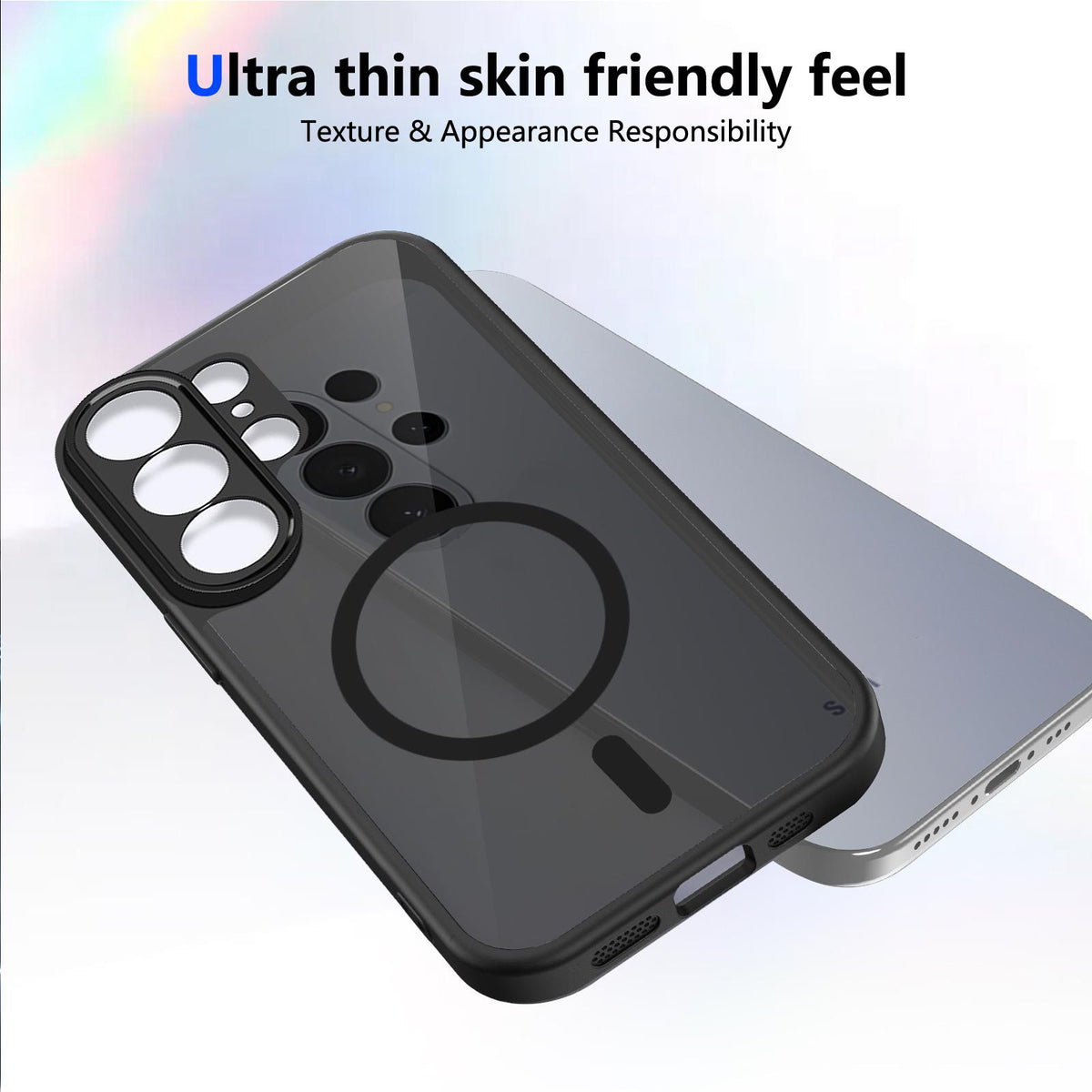 For Galaxy S26 Ultra 5G Skin Feel Frosted PC+TPU Magnetic Phone Case - Transparent Black - EDA009697215A