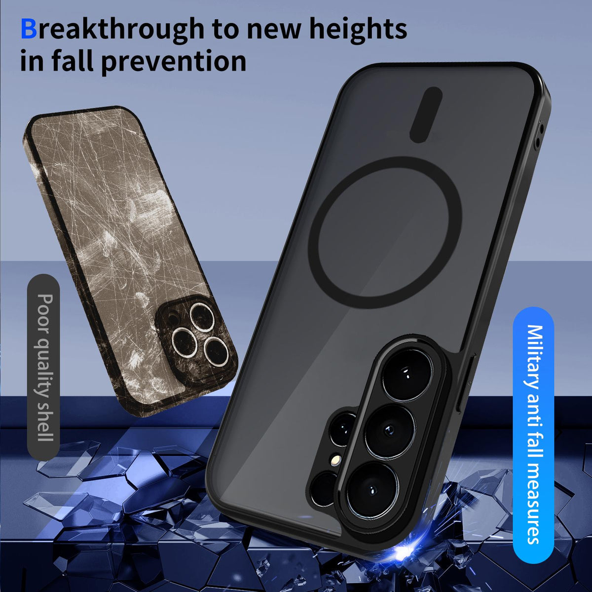 For Galaxy S26 Ultra 5G Skin Feel Frosted PC+TPU Magnetic Phone Case - Transparent Black - EDA009697215A
