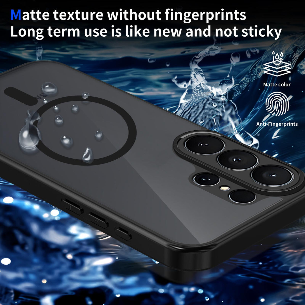For Galaxy S26 Ultra 5G Skin Feel Frosted PC+TPU Magnetic Phone Case - Transparent Black - EDA009697215A