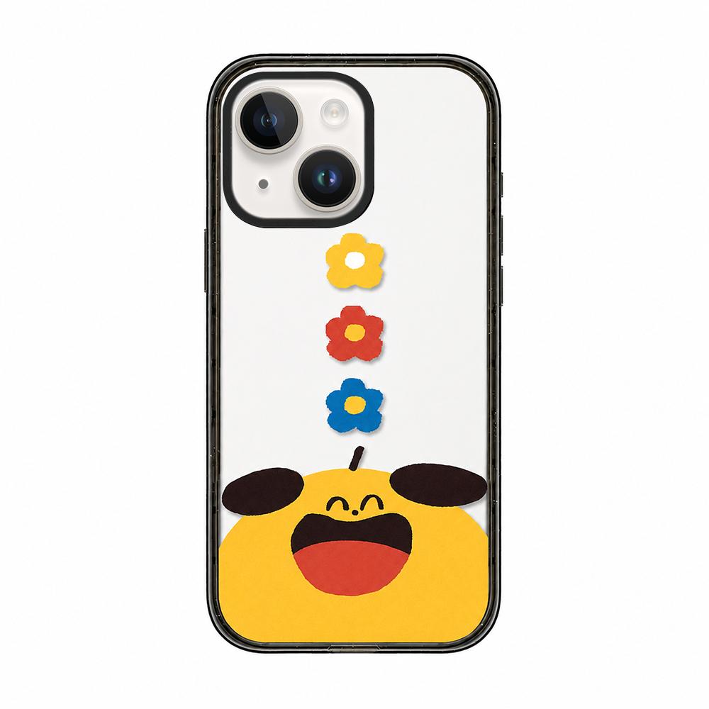 For iPhone 14 Little Red Flower Cartoon Pattern Acrylic TPU Phone Case - Tricolor Flowers - EDA009697314A