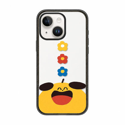 For iPhone 14 Little Red Flower Cartoon Pattern Acrylic TPU Phone Case - Tricolor Flowers - EDA009697314A