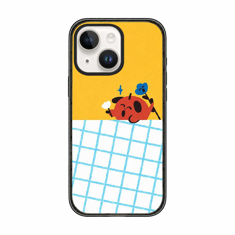 For iPhone 14 Little Red Flower Cartoon Pattern Acrylic TPU Phone Case - Red Haired Little Monster - EDA009697314E