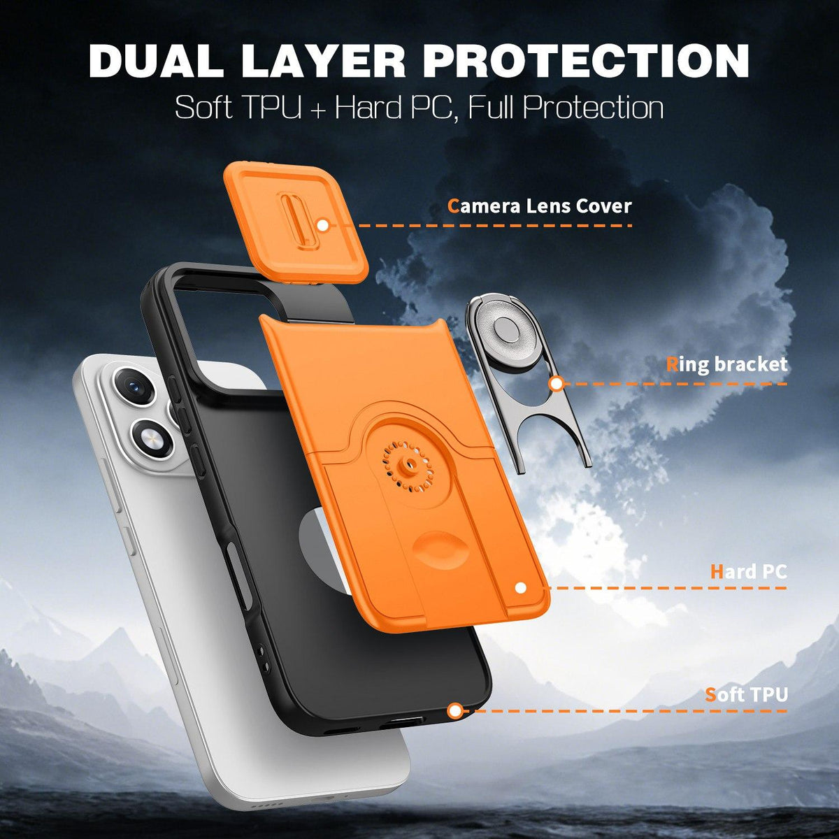 For Honor 400 Lite Global  Sliding Camera Cover 2 in 1 Rotating Holder Air Bag Shockproof Phone Case - Pink - EDA009697402E