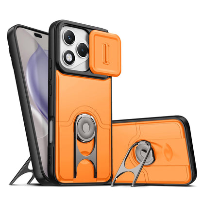 For Honor 400 Lite Global  Sliding Camera Cover 2 in 1 Rotating Holder Air Bag Shockproof Phone Case - Orange - EDA009697402F