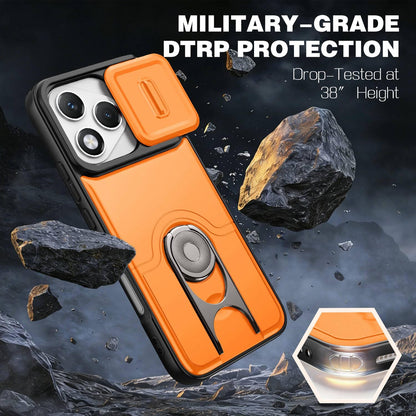 For Honor 400 Lite Global  Sliding Camera Cover 2 in 1 Rotating Holder Air Bag Shockproof Phone Case - Orange - EDA009697402F