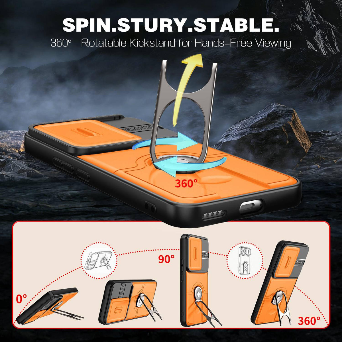 For Honor 400 Pro Global 160.8mm Sliding Camera Cover 2 in 1 Rotating Holder Air Bag Shockproof Phone Case - Silvery - EDA009697403A