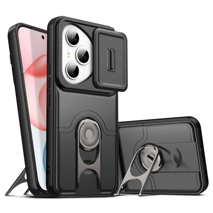 For Honor 400 Pro Global 160.8mm Sliding Camera Cover 2 in 1 Rotating Holder Air Bag Shockproof Phone Case - Black - EDA009697403B