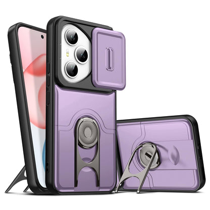 For Honor 400 Pro Global 160.8mm Sliding Camera Cover 2 in 1 Rotating Holder Air Bag Shockproof Phone Case - Purple - EDA009697403C