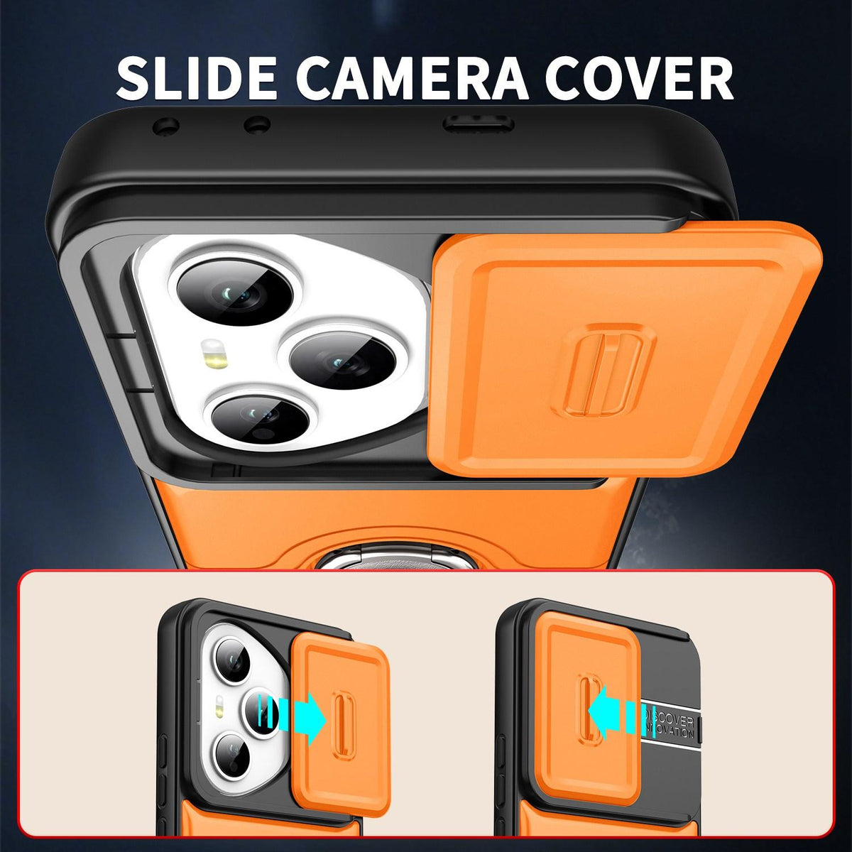 For Honor 400 Pro Global 160.8mm Sliding Camera Cover 2 in 1 Rotating Holder Air Bag Shockproof Phone Case - Red - EDA009697403D
