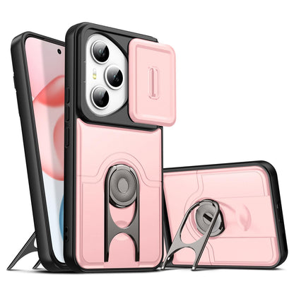 For Honor 400 Pro Global 160.8mm Sliding Camera Cover 2 in 1 Rotating Holder Air Bag Shockproof Phone Case - Pink - EDA009697403E