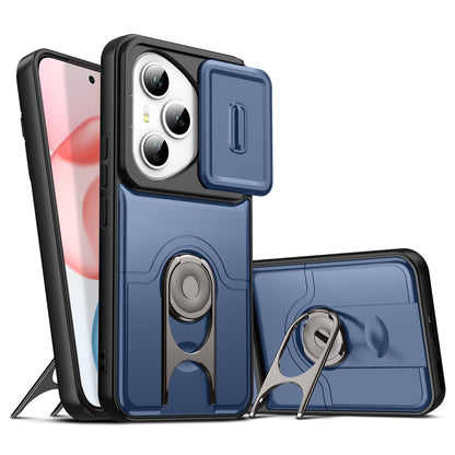 For Honor 400 Pro Global 160.8mm Sliding Camera Cover 2 in 1 Rotating Holder Air Bag Shockproof Phone Case - Blue - EDA009697403G