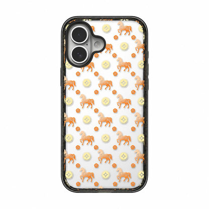 For iPhone 16 Plus Chinese Style Horse Acrylic TPU Phone Case - Orange Gold Lucky Pony - EDA009697807A