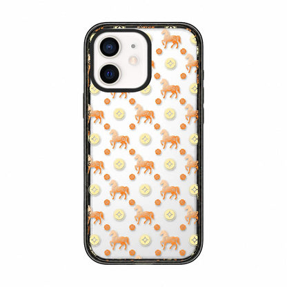 For iPhone 12 Chinese Style Horse Acrylic TPU Phone Case - Orange Gold Lucky Pony - EDA009697820A