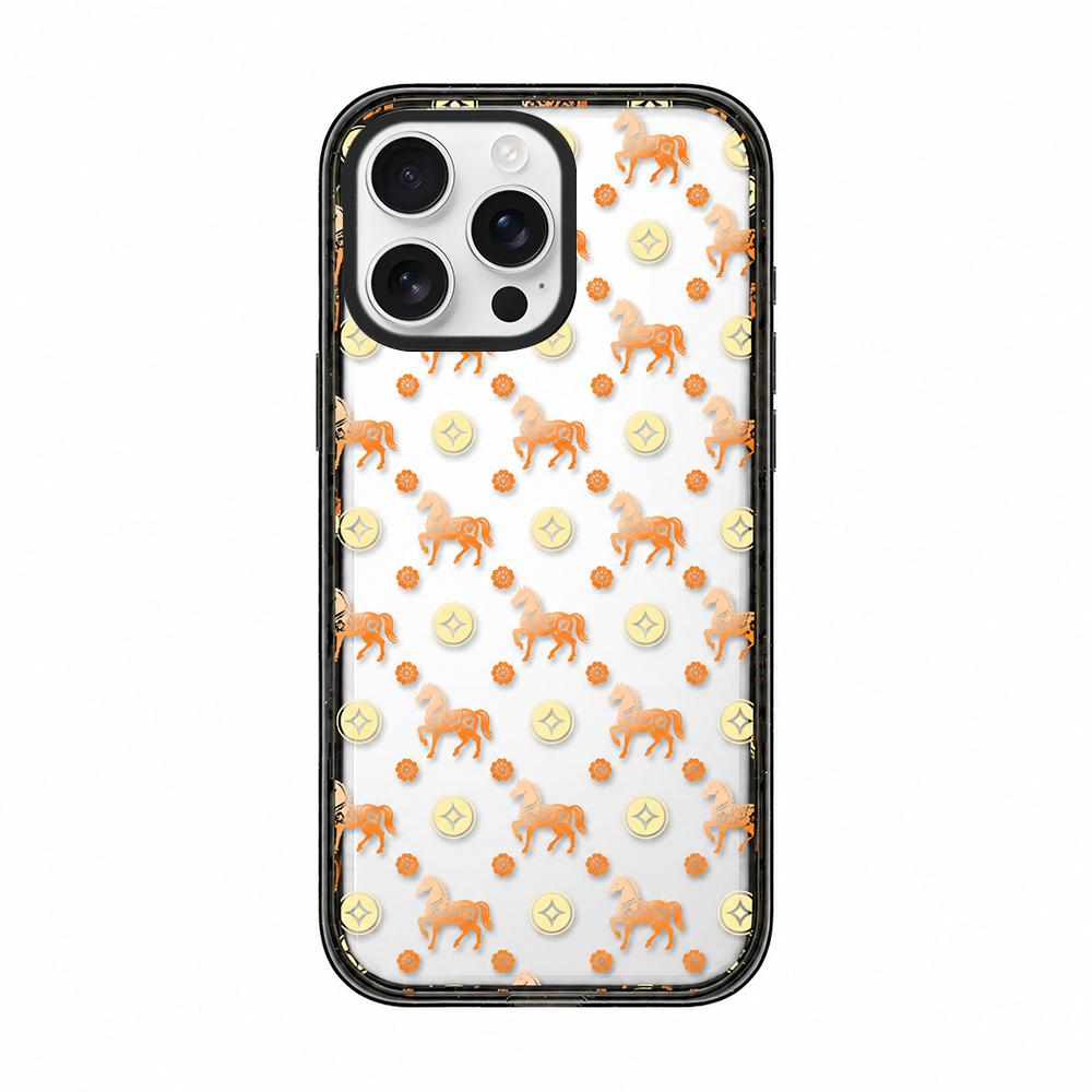 For iPhone 12 Pro Max Chinese Style Horse Acrylic TPU Phone Case - Orange Gold Lucky Pony - EDA009697821A