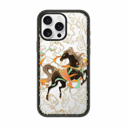 For iPhone 12 Pro Max Chinese Style Horse Acrylic TPU Phone Case - Black Gold Pegasus - EDA009697821C