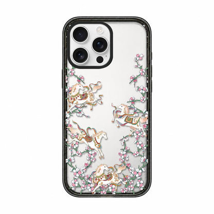 For iPhone 12 Pro Max Chinese Style Horse Acrylic TPU Phone Case - Peach Blossoms Galloping Horses - EDA009697821D
