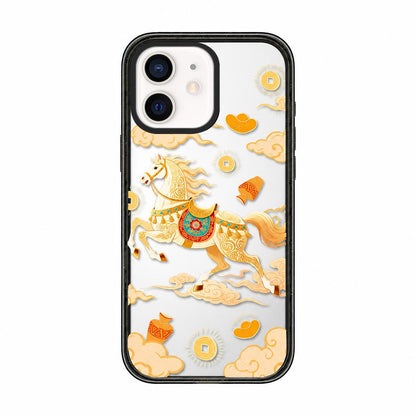 For iPhone 11 Chinese Style Horse Acrylic TPU Phone Case - Auspicious Clouds Golden Horse - EDA009697823B