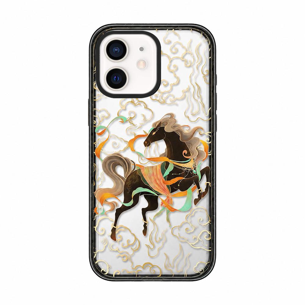 For iPhone 11 Chinese Style Horse Acrylic TPU Phone Case - Black Gold Pegasus - EDA009697823C