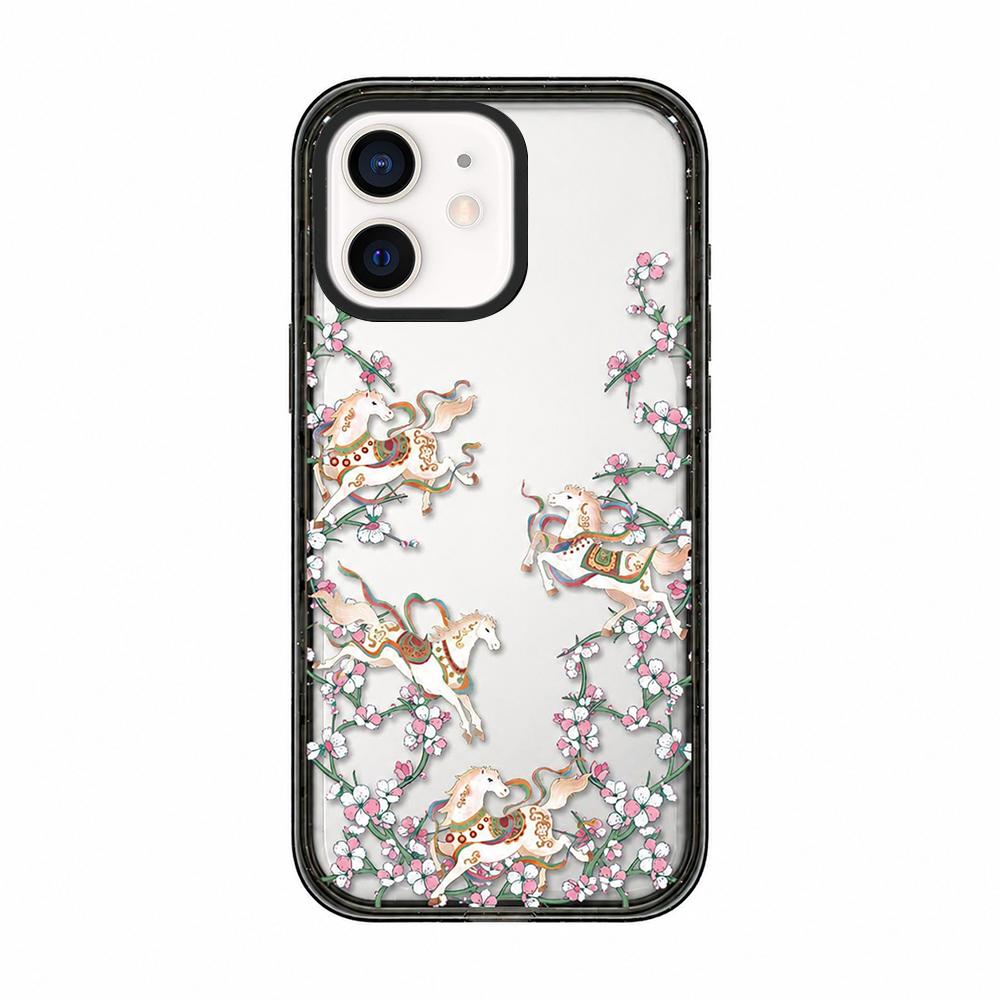 For iPhone 11 Chinese Style Horse Acrylic TPU Phone Case - Peach Blossoms Galloping Horses - EDA009697823D
