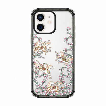 For iPhone 11 Chinese Style Horse Acrylic TPU Phone Case - Peach Blossoms Galloping Horses - EDA009697823D