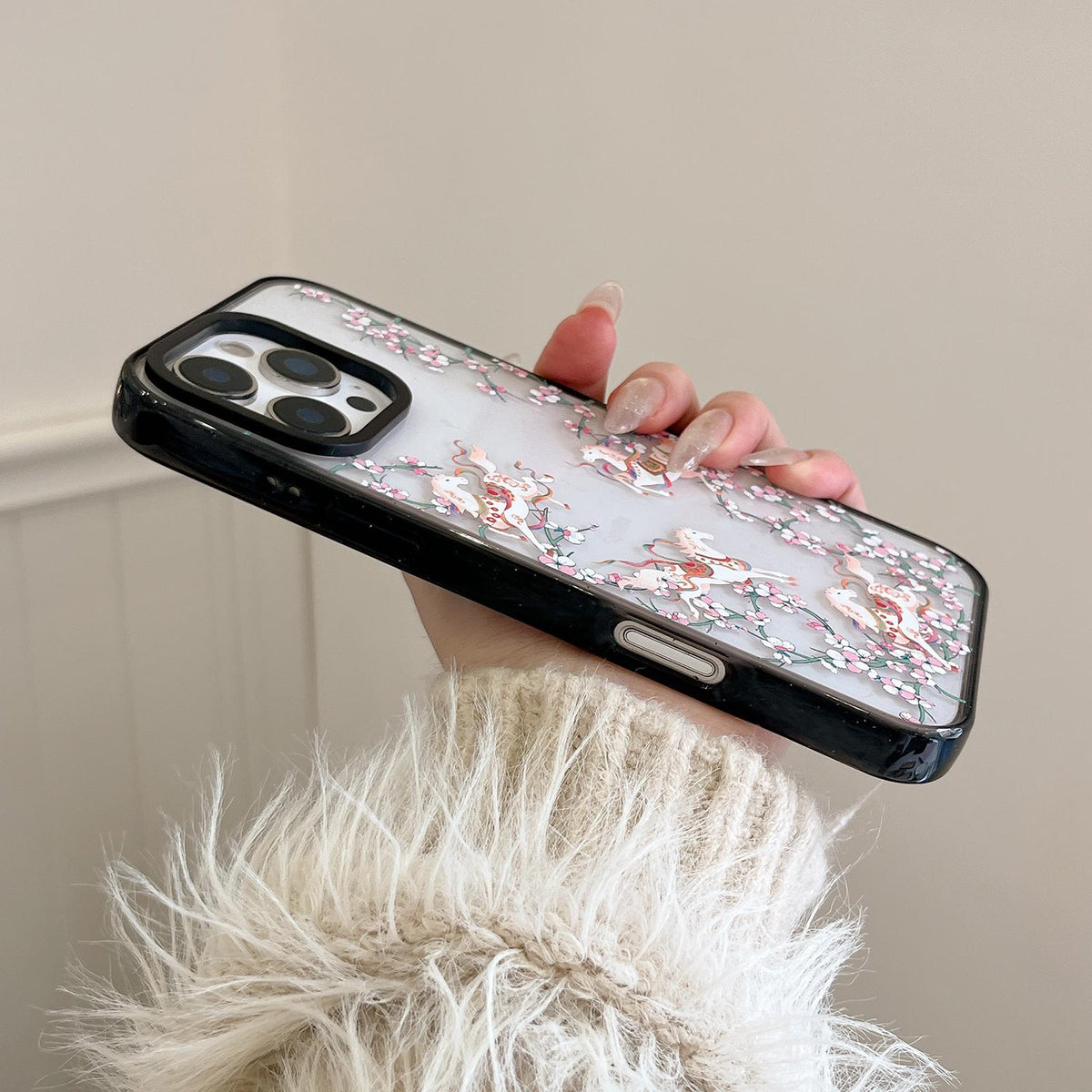 For iPhone 12 Chinese Style Horse Acrylic TPU Phone Case - Orange Gold Lucky Pony - EDA009697820A