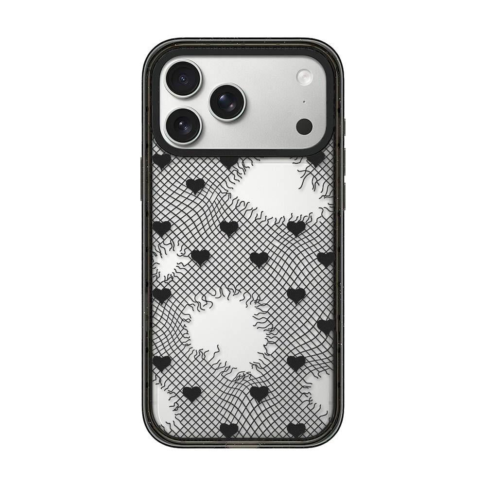For iPhone 17 Pro Max Lace Bow Printed Acrylic TPU Phone Case - Window Blue Dog and Brown Dog - EDA009698001D