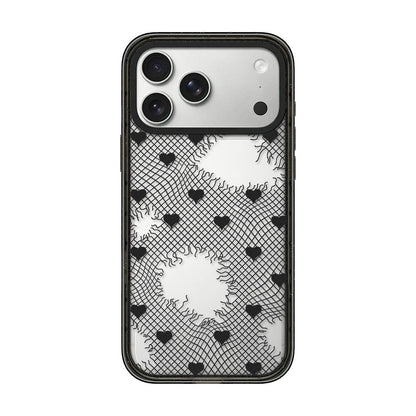 For iPhone 17 Pro Max Lace Bow Printed Acrylic TPU Phone Case - Window Blue Dog and Brown Dog - EDA009698001D