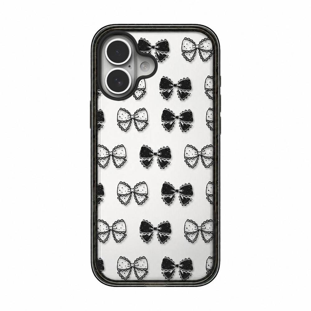 For iPhone 17 Lace Bow Printed Acrylic TPU Phone Case - Lace Polka Dot Bow - EDA009698003B