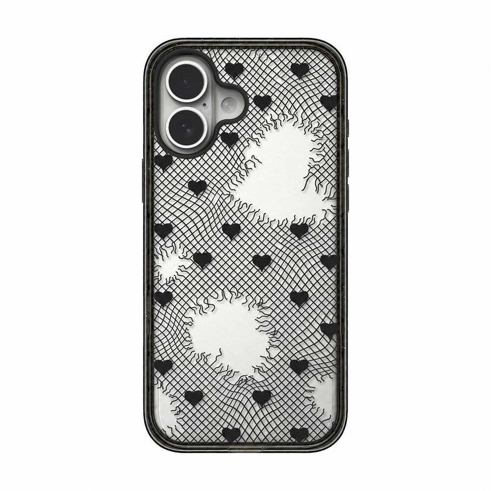 For iPhone 17 Lace Bow Printed Acrylic TPU Phone Case - Window Blue Dog and Brown Dog - EDA009698003D