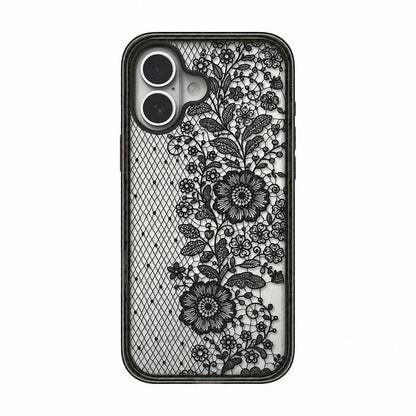 For iPhone 17 Lace Bow Printed Acrylic TPU Phone Case - Half Lace Flower - EDA009698003E