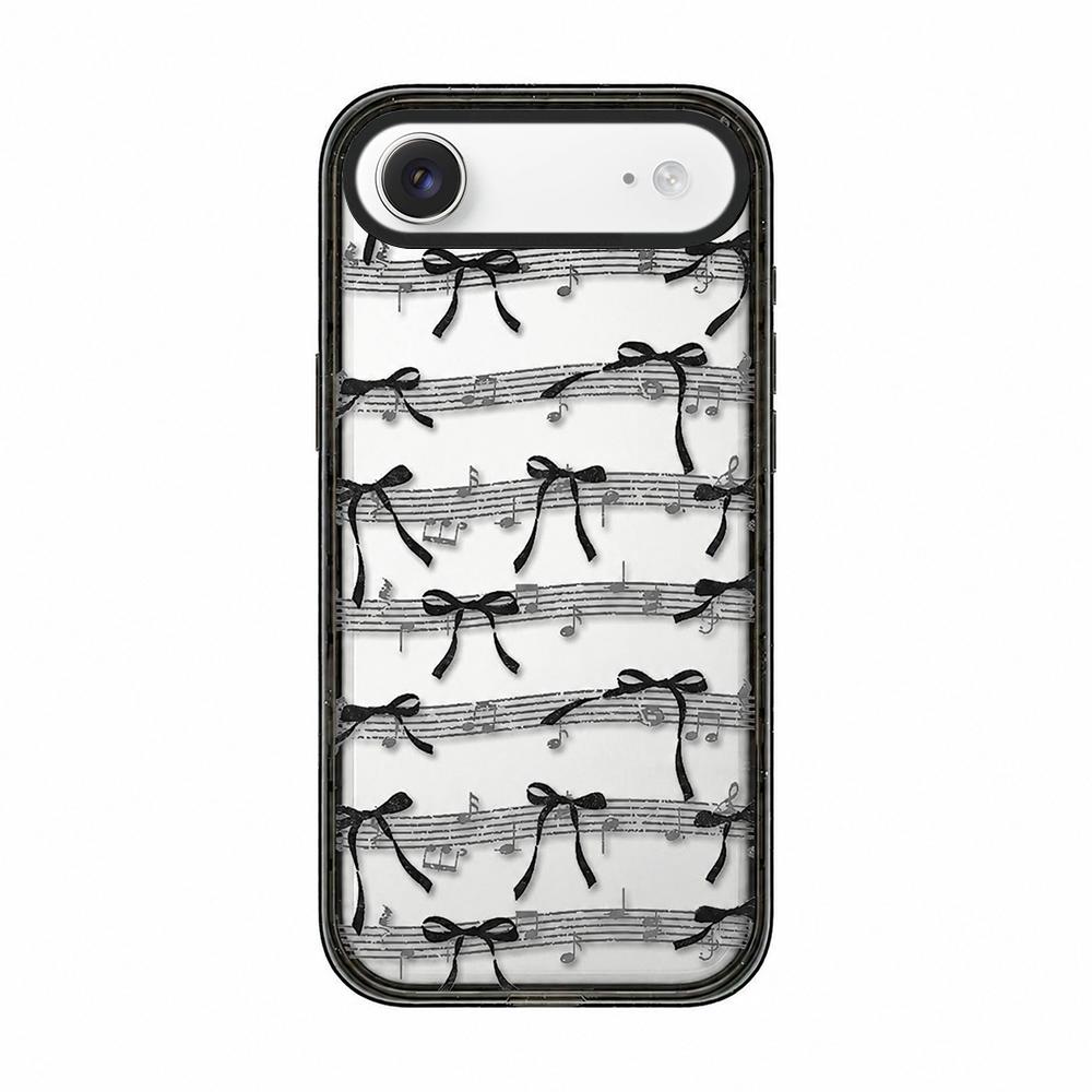 For iPhone Air Lace Bow Printed Acrylic TPU Phone Case - Musical Note Black Bow - EDA009698004A