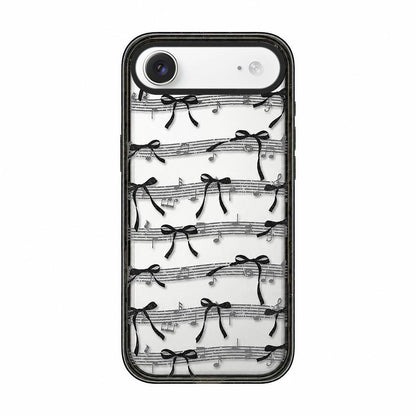 For iPhone Air Lace Bow Printed Acrylic TPU Phone Case - Musical Note Black Bow - EDA009698004A