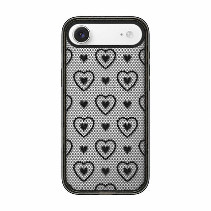 For iPhone Air Lace Bow Printed Acrylic TPU Phone Case - Black Heart Fishing Net - EDA009698004C