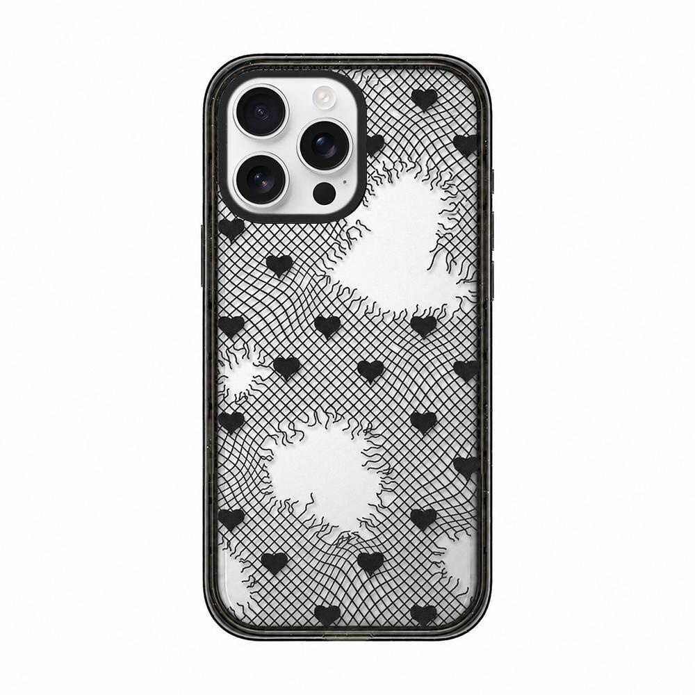 For iPhone 15 Pro Max Lace Bow Printed Acrylic TPU Phone Case - Window Blue Dog and Brown Dog - EDA009698009D