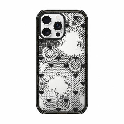 For iPhone 13 Pro Lace Bow Printed Acrylic TPU Phone Case - Window Blue Dog and Brown Dog - EDA009698018D