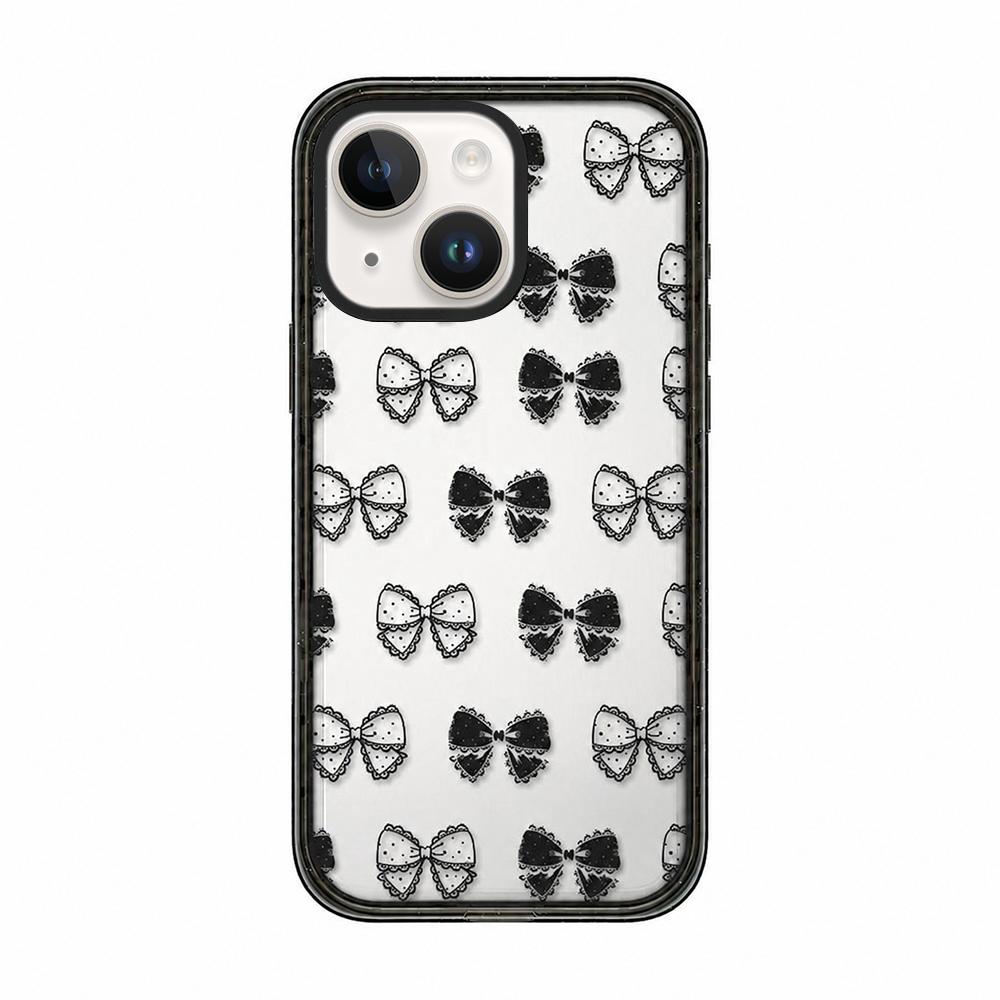 For iPhone 13 Lace Bow Printed Acrylic TPU Phone Case - Lace Polka Dot Bow - EDA009698019B