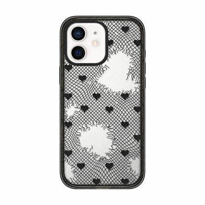 For iPhone 12 Lace Bow Printed Acrylic TPU Phone Case - Window Blue Dog and Brown Dog - EDA009698020D