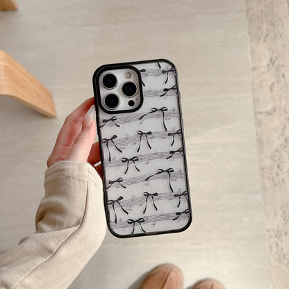 For iPhone 17 Pro Max Lace Bow Printed Acrylic TPU Phone Case - Lace Polka Dot Bow - EDA009698001B