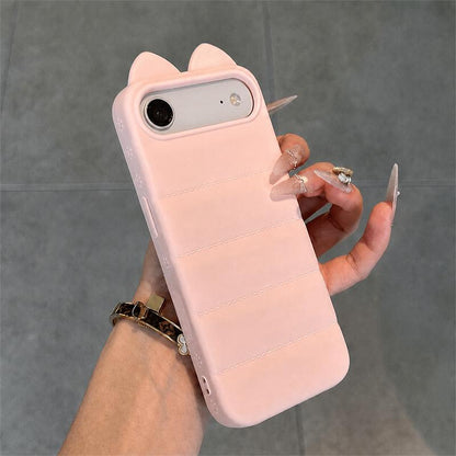 For iPhone Air Cute 3D Cat Ear Silicone Shockproof Phone Case - Pink - EDA009698304A