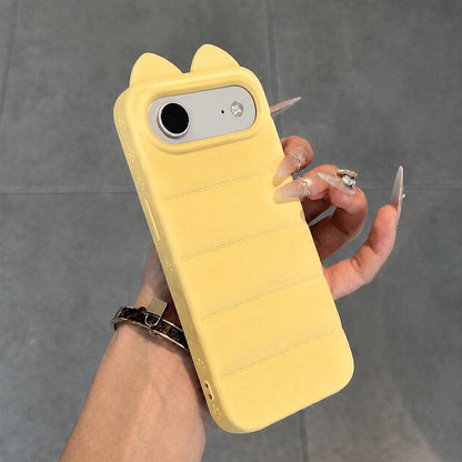 For iPhone Air Cute 3D Cat Ear Silicone Shockproof Phone Case - Yellow - EDA009698304C