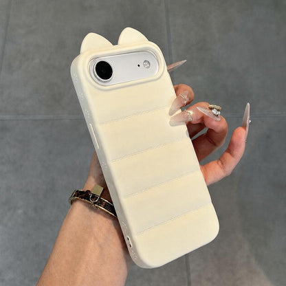 For iPhone Air Cute 3D Cat Ear Silicone Shockproof Phone Case - White - EDA009698304D