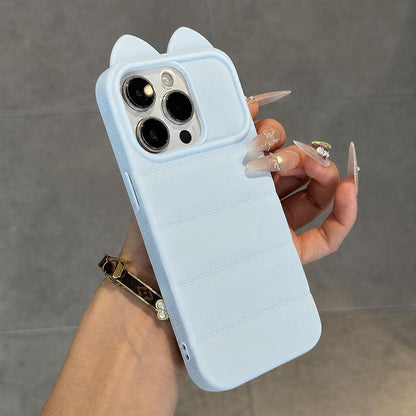 For iPhone 12 Pro Cute 3D Cat Ear Silicone Shockproof Phone Case - Blue - EDA009698322B