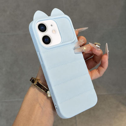 For iPhone 11 Cute 3D Cat Ear Silicone Shockproof Phone Case - Blue - EDA009698323B