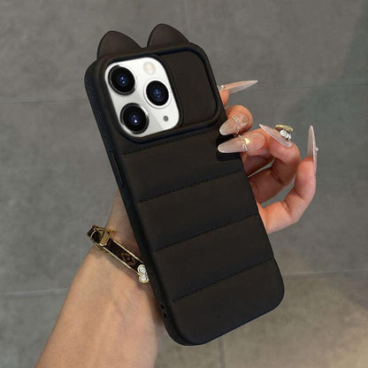 For iPhone 11 Pro Max Cute 3D Cat Ear Silicone Shockproof Phone Case - Black - EDA009698324E