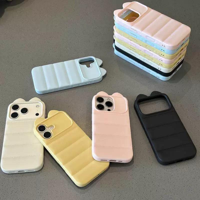 For iPhone 11 Cute 3D Cat Ear Silicone Shockproof Phone Case - Blue - EDA009698323B