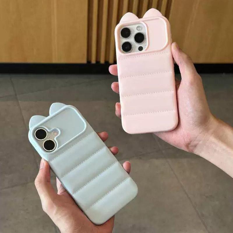 For iPhone 14 Pro Max Cute 3D Cat Ear Silicone Shockproof Phone Case - Pink - EDA009698316A